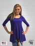 3/4 SLEEVE SHARKBITE TUNIC TOP -T400